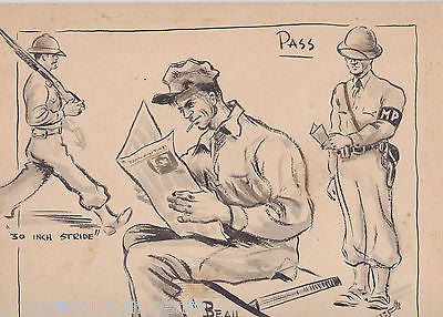 MILITARY POLICE ARMY UNIFORM HUMOR POLITICAL CARTOON ART MACDILL FIELD FLORIDA - K-townConsignments