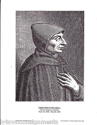 Girolamo Savonarola Italian Religious Reformer Vintage Portrait Gallery Print - K-townConsignments