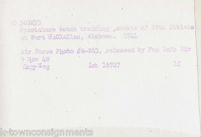 SPECTATORS SITTING 27th DIVISION FORT McCLELLAN VINTAGE WWII MILITARY FILE PHOTO - K-townConsignments