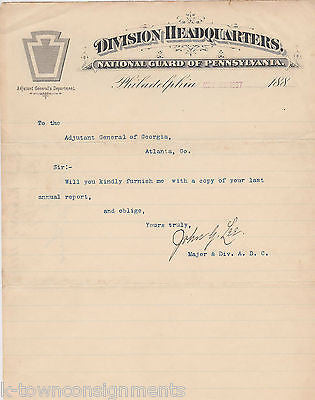 JOHN LEE PENNSYLVANIA NATIONAL GUARD ADJUTANT GENERAL AUTOGRAPH SIGNED DOC 1897 - K-townConsignments