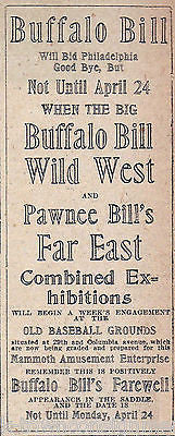 BUFFALO BILL CODY WILD WEST SHOW & PAWNEE FAR EAST EXHIBITIONS FAREWELL AD 1911 - K-townConsignments
