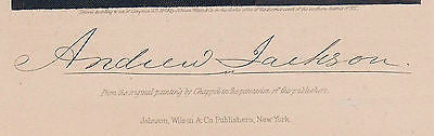 ANDREW JACKSON US PRESIDENT ANTIQUE FACSIMILE AUTOGRAPH PHOTO ENGRAVING PRINT - K-townConsignments