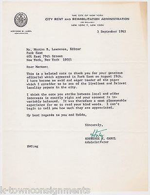 HORTENSE GABEL CITY RENT CONTROL NEW YORK COURTS VINTAGE AUTOGRAPH SIGNED LETTER - K-townConsignments