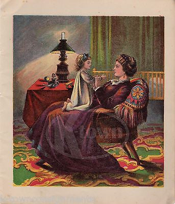 MOTHER TEACHES DAUGHTER TO PRAY ANTIQUE MOTHER'S DAY POEM GRAPHIC ART PRINT - K-townConsignments