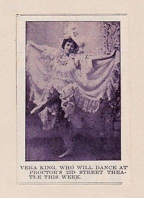 VERA KING VAUDEVILLE DANCER ACTRESS VINTAGE AUTOGRAPH SIGNATURE & PHOTO CLIPPING - K-townConsignments