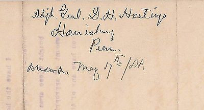 D.H. HASTINGS PA GOVERNOR AUTOGRAPH SIGNED CONFEDERATE SPRINGFIELD RIFLES LETTER - K-townConsignments