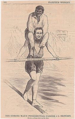 ABE LINCOLN US CONSTITUTION & BLACK SLAVE ANTIQUE POLITICAL CARTOON ENGRAVING - K-townConsignments