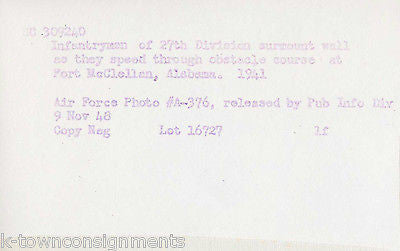 27TH DIVISION SURMOUNTING WALL FT McCLELLAN VINTAGE WWII MILITARY FILE PHOTO - K-townConsignments