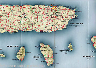 BWIA BRITISH AIRWAYS VINTAGE CARIBBEAN FLIGHT MAP ADVERTISING POSTER FLYER - K-townConsignments