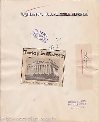 LINCOLN MEMORIAL BUILDING WASHINGTON DC VINTAGE NEWS PRESS PHOTO 1964 - K-townConsignments