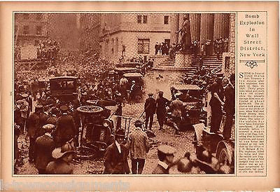 NEW YORK CITY WALL STREET BOMBING TERROR 1920s ANTIQUE NEWS PHOTO POSTER PRINT - K-townConsignments