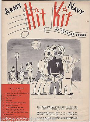 ARMY NAVY HIT KIT AFTER DARK 10 SONGS VINTAGE WWII MILITARY SHEET MUSIC BOOK - K-townConsignments