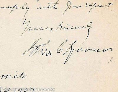 JOHN SPOONER ACT PANAMA CANAL CIVIL WAR OFFICER ANTIQUE AUTOGRAPH SIGNED LETTER - K-townConsignments