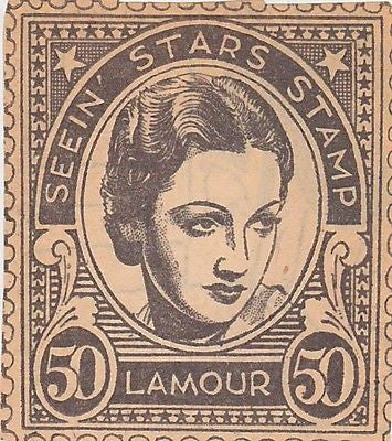 DOROTHY LAMOUR MOVIE ACTRESS VINTAGE SEEIN STARS STAMP GRAPHIC PHOTO PROMO - K-townConsignments
