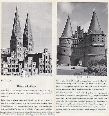 STADPLAN LUBECK GERMANY 1958 VINTAGE SOUVENIR GRAPHIC TRAVEL AD BROCHURE - K-townConsignments
