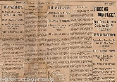 GEN. SHERMAN RESIGNS McKINLEY DECLARES WAR HAVANA BLOCKADE ANTIQUE NEWSPAPER '98 - K-townConsignments