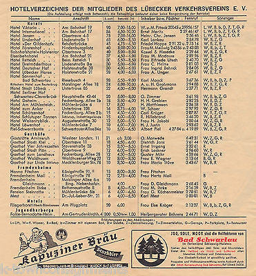 STADPLAN LUBECK GERMANY 1958 VINTAGE SOUVENIR GRAPHIC TRAVEL AD BROCHURE - K-townConsignments