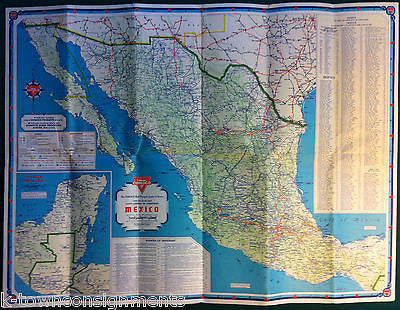 MEXICO VINTAGE GRAPHIC FOLD-OUT TRAVEL ADVERTISING ROAD MAP - K-townConsignments
