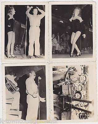 BOB HOPE FIRING GUNS DANCING ACTRESS & SINGER ON STAGE VINTAGE SNAPSHOT PHOTOS - K-townConsignments