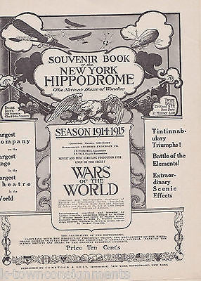WARS OF THE WORLD NEW YORK HIPPODROME THEATRE ANTIQUE SOUVENIR PROGRAM BOOK 1914 - K-townConsignments