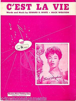 SARAH VAUGHAN C'EST LA VIE VINTAGE SHEET MUSIC SONG & LYRICS PLANETARY MUSIC CO - K-townConsignments
