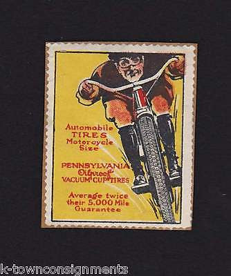 OILPROOF VACUUM CUP MOTORCYCLE TIRES VINTAGE GRAPHIC POSTAGE STAMP - K-townConsignments