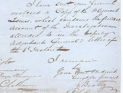 BRITISH ELITE ROYAL MARINES PLYMOUTH BARRACKS HANDWRITTEN & SIGNED LETTER 1843 - K-townConsignments