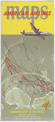 AMERICAN AIRLINES VINTAGE UNITED STATES TO EUROPE FLIGHT MAP GRAPHIC ADVERTISING - K-townConsignments