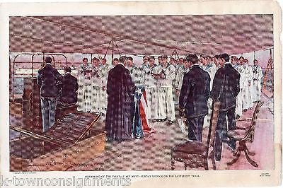 USS BATTLESHIP TEXAS CHURCH SERVICE KEY WEST VINTAGE GRAPHIC ART POSTER PRINT - K-townConsignments