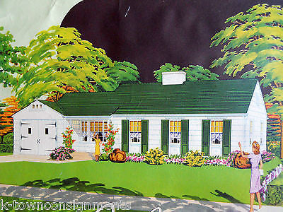 AMERICAN DREAM HOME VINTAGE 1940s REAL ESTATE GRAPHIC ART ADVERTISING POSTER - K-townConsignments