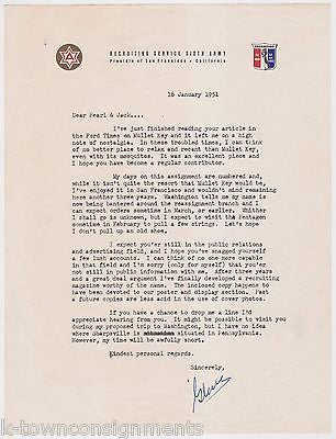 SIXTH ARMY RECRUITING SAN FRANCISCO CA VINTAGE AUTOGRAPH SIGNED STATIONERY 1951 - K-townConsignments