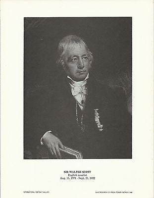 Sir Walter Scott English Novelist Vintage Portrait Gallery Poster Print - K-townConsignments