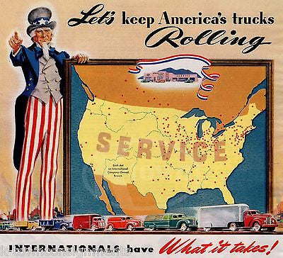 UNCLE SAM KEEP AMERICAN TRUCKS ROLLING VINTAGE WWII HOMEFRONT GRAPHIC PRINT 1941 - K-townConsignments