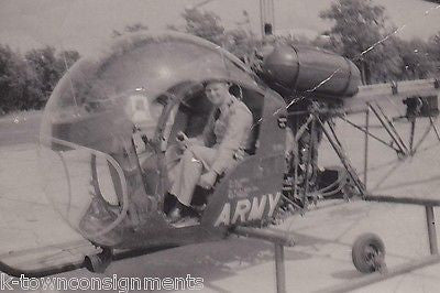 WWII ARMY BUBBLE HELICOPTER PILOT VINTAGE RUNWAY MILITARY SNAPSHOT PHOTO - K-townConsignments