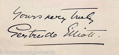 GERTRUDE ELLIOT EARLY BRITISH THEATRE STAGE ACTOR VINTAGE AUTOGRAPH SIGNATURE - K-townConsignments