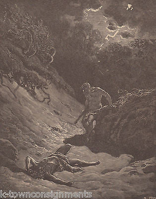 Cain Murders Able Gustave Dore 1890 Antique Bible Engraving Print - K-townConsignments