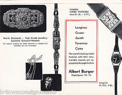 BURGER SWISS WATCHES VINTAGE GRAPHIC AD SALES FLYER - K-townConsignments