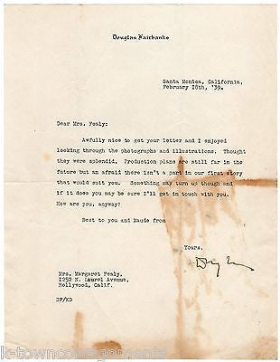 DOUGLAS FAIRBANKS MOVIE ACTOR AUTOGRAPH SIGNED LETTERHEAD 10mo BEFORE DEATH 1939 - K-townConsignments