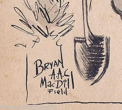 MILITARY POLICE ARMY UNIFORM HUMOR POLITICAL CARTOON ART MACDILL FIELD FLORIDA - K-townConsignments