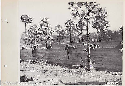 27TH DIVISION SURMOUNTING WALL FT McCLELLAN VINTAGE WWII MILITARY FILE PHOTO - K-townConsignments