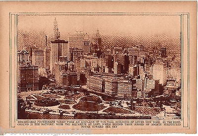 NEW YORK CITY BATTERY AQUARIUM SKYLINE ANTIQUE 1920s NEWS PHOTO POSTER PRINT - K-townConsignments