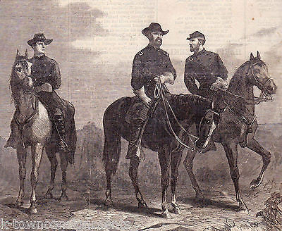 CIVIL WAR CALVARY OFFICERS MERRIT KAUTZ & WILSON ANTIQUE ENGRAVING PRINT 1864 - K-townConsignments