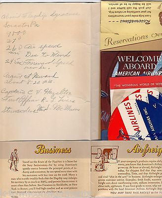 AMERICAN AIRLINES VINTAGE GRAPHIC ADVERTISING BOARDING PACKET W/ FLIGHT NOTES - K-townConsignments