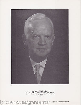 Dr Heinrich Lubke Germany President Vintage Portrait Gallery Poster Photo Print - K-townConsignments
