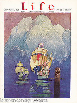 LIFE MAGAZINE ADVENTURE OCT 1921 DISARMAMENT AND SAILING SHIP COVER ART - K-townConsignments