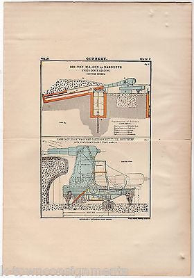 CIVIL WAR 100 TON BARBETTE GUN CANNON ANTIQUE GRAPHIC WEAPONS ENGINEERING PRINT - K-townConsignments