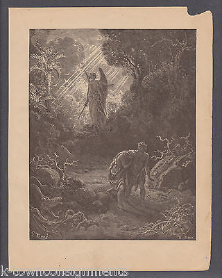 Adam & Eve Expelled From Garden Gustave Dore 1890 Antique Bible Engraving Print - K-townConsignments