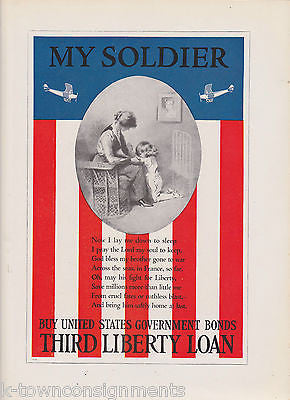 SOLDIER'S PRAYER FLAG THEME WAR BOND VINTAGE WWI GRAPHIC ART POSTER PRINT - K-townConsignments