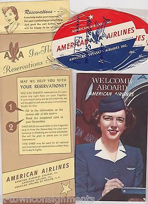 AMERICAN AIRLINES VINTAGE GRAPHIC ADVERTISING BOARDING PACKET W/ FLIGHT NOTES - K-townConsignments