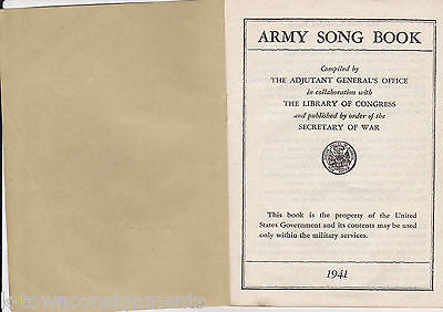 ARMY SONG BOOK WWII ARMY MILITARY SOLDIERS FIELD SONG BOOK 1941 - K-townConsignments